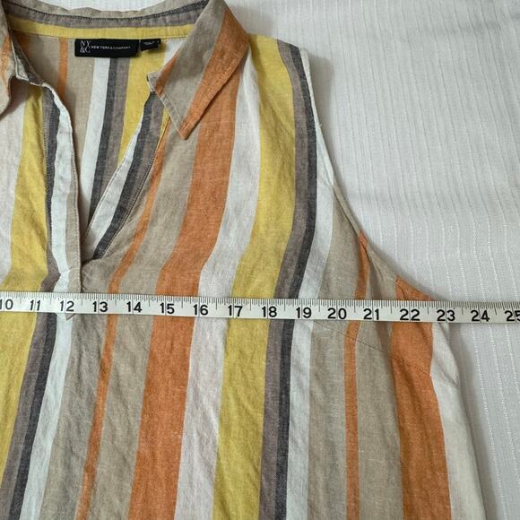 NY&CO Linen Sheath Dress XXL Striped Collared Summer Resort Preppy Classic - Picture 7 of 7